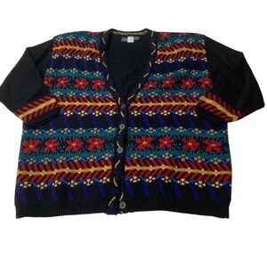 Vintage Multicolored Patterned Cardigan Sweater